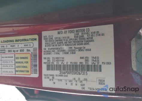 2013 Ford Fusion Titanium из США, поврежденный, VIN 3FA6P0K92DR267315